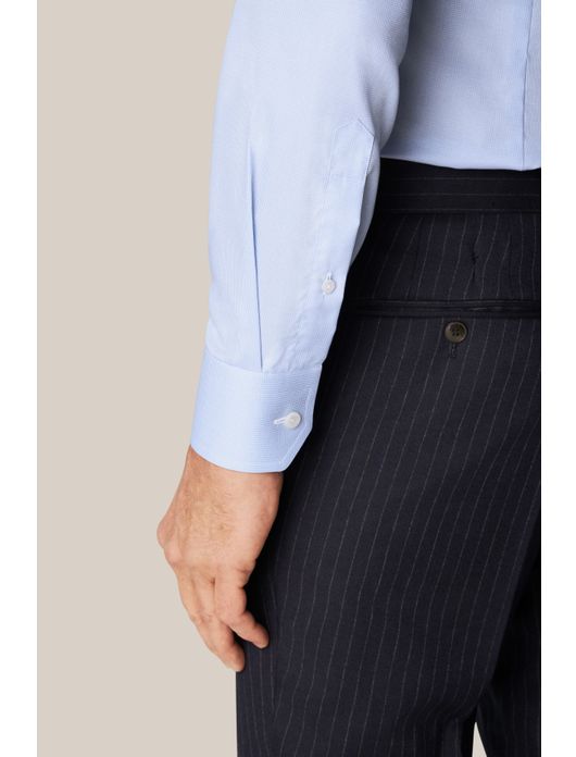 Eton overhemd lichtblauw Fine Twill Hounds Tooth Shirt