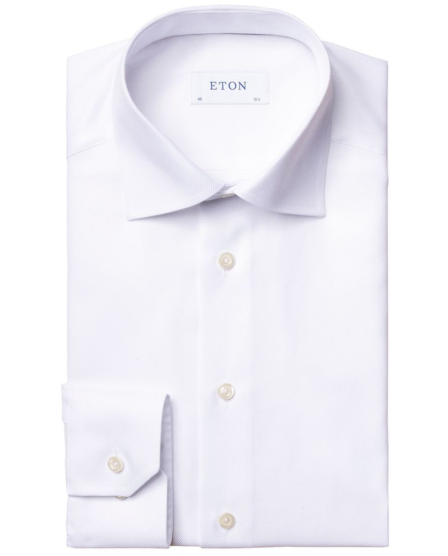Eton overhemd effen wit Textured Twill slim fit