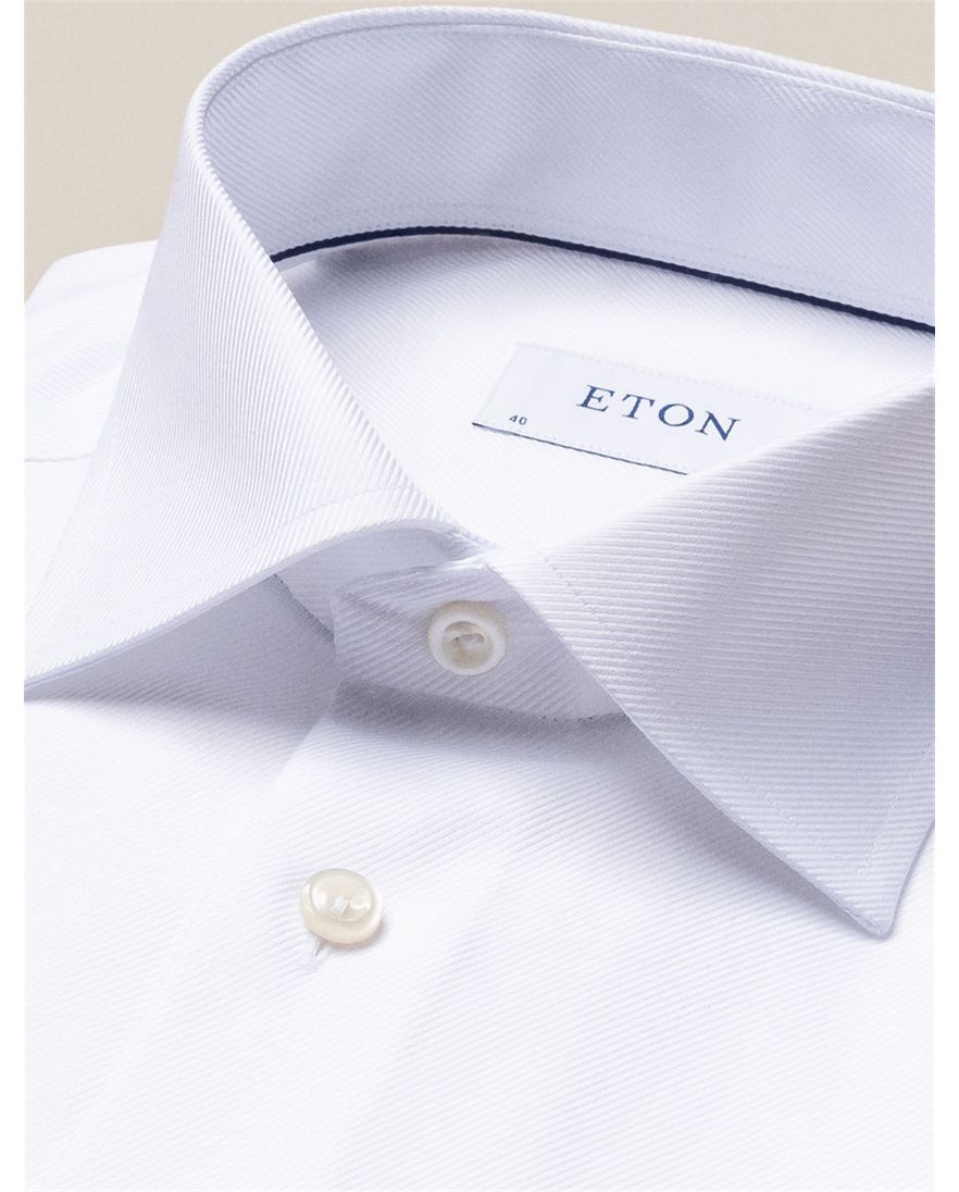 Eton overhemd effen wit Textured Twill slim fit