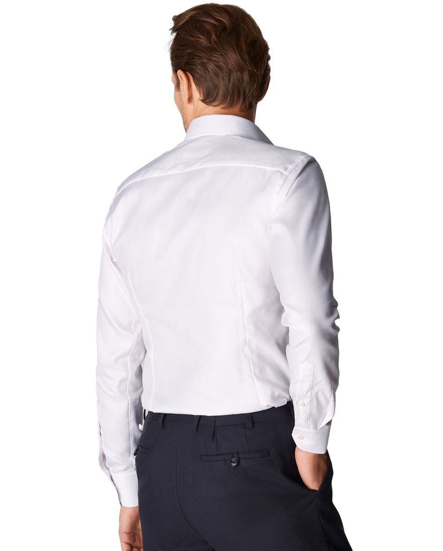 Eton overhemd effen wit Textured Twill slim fit