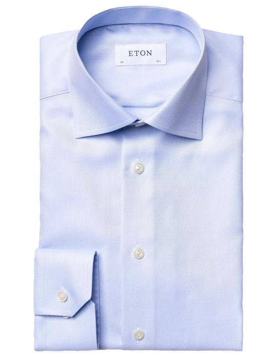 Lichtblauw overhemd Eton Slim Fit Textured Twill