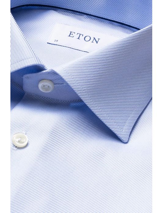 Lichtblauw overhemd Eton Slim Fit Textured Twill