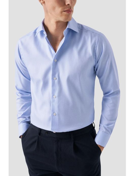 Lichtblauw overhemd Eton Slim Fit Textured Twill