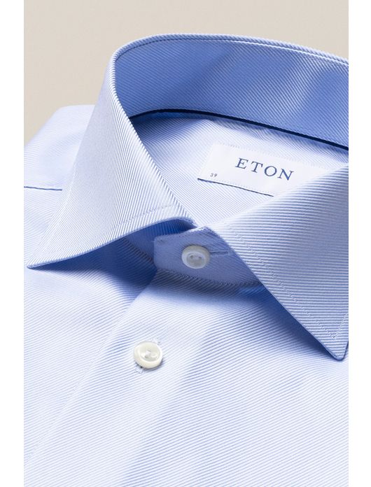 Lichtblauw overhemd Eton Slim Fit Textured Twill