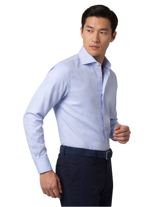 Lichtblauw overhemd Eton Slim Fit Textured Twill