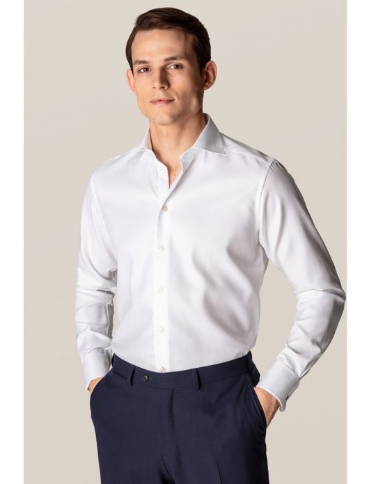 Eton overhemd wit French Cuff katoen textuur