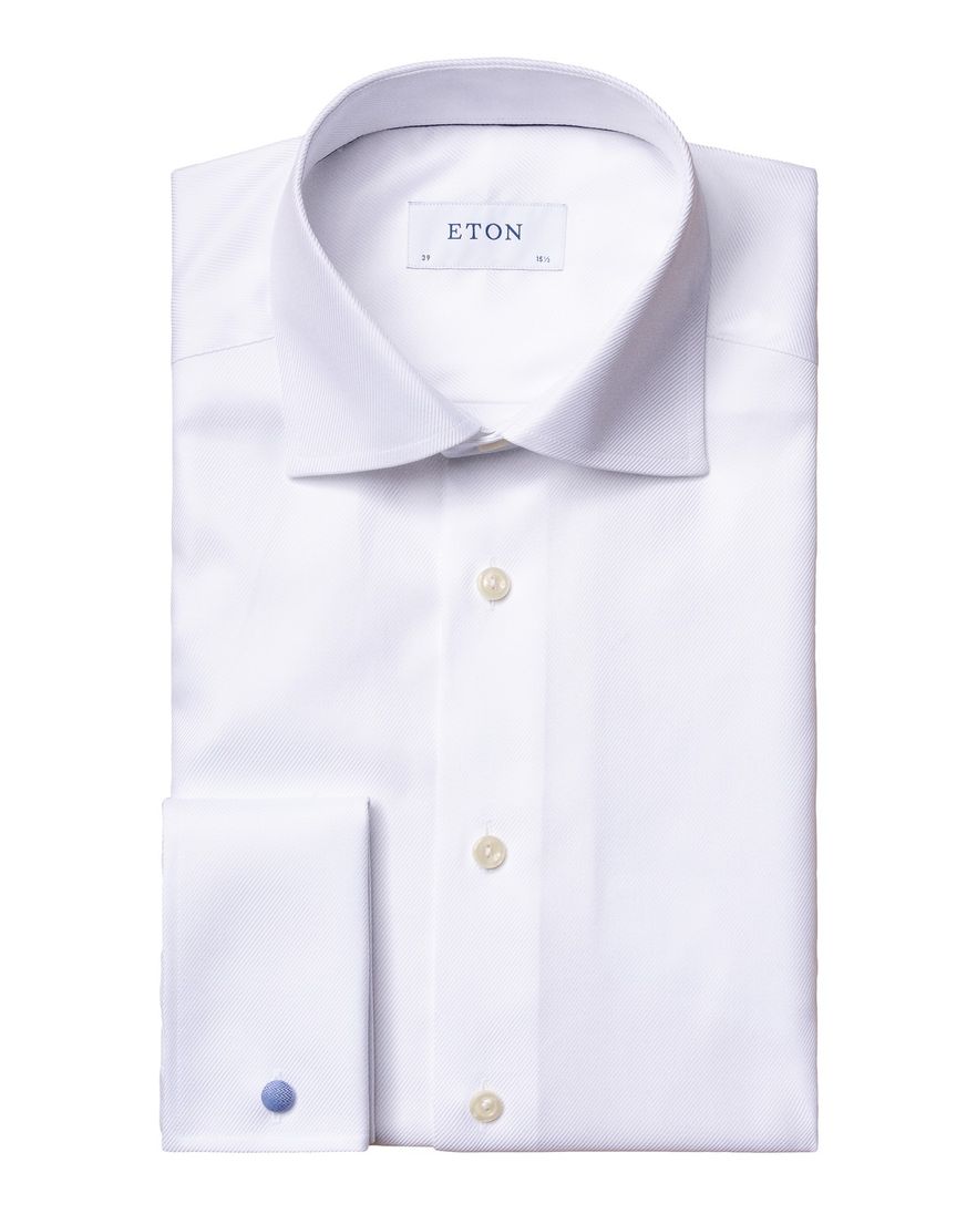 Eton overhemd effen wit slim fit katoenen