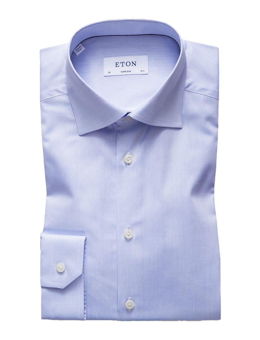 Eton business Signature Twill overhemd super slim fit lichtblauw