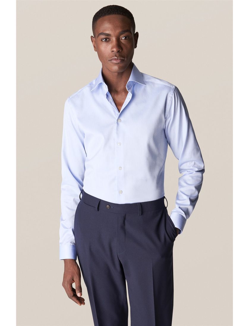Eton business Signature Twill overhemd super slim fit lichtblauw