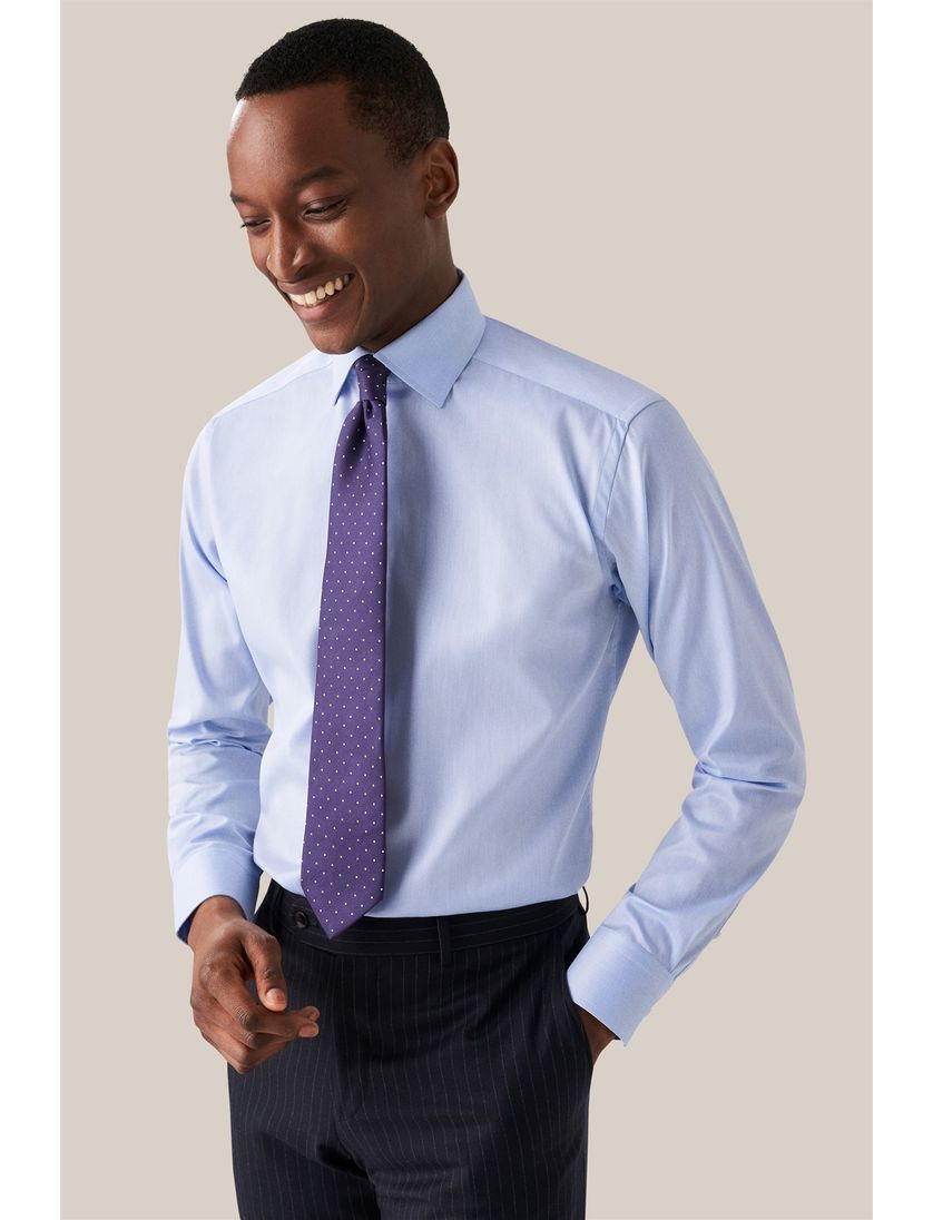 Eton business Signature Twill overhemd super slim fit lichtblauw