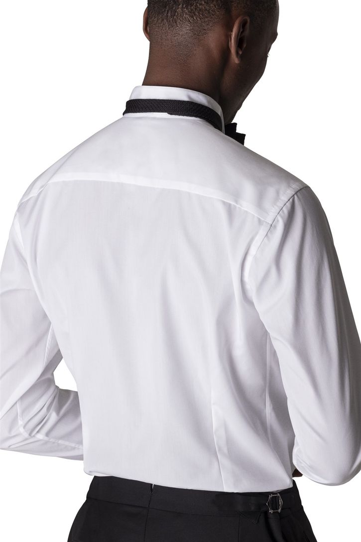 Katoenen structuur Eton overhemd wit smoking contemporary fit