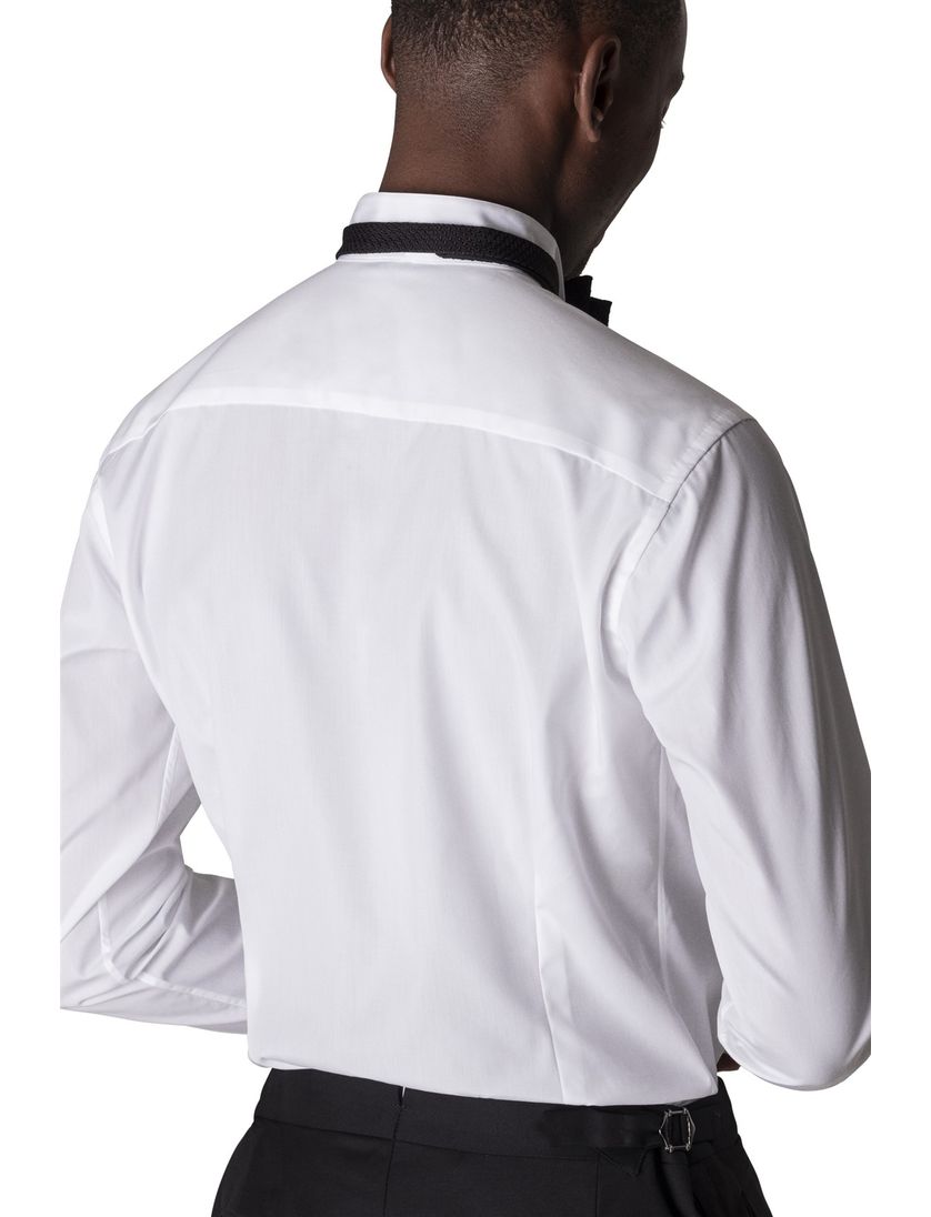 Katoenen structuur Eton overhemd wit smoking contemporary fit