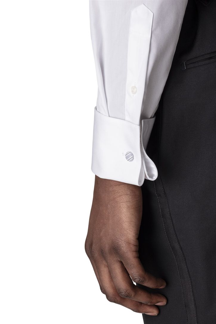 Katoenen structuur Eton overhemd wit smoking contemporary fit