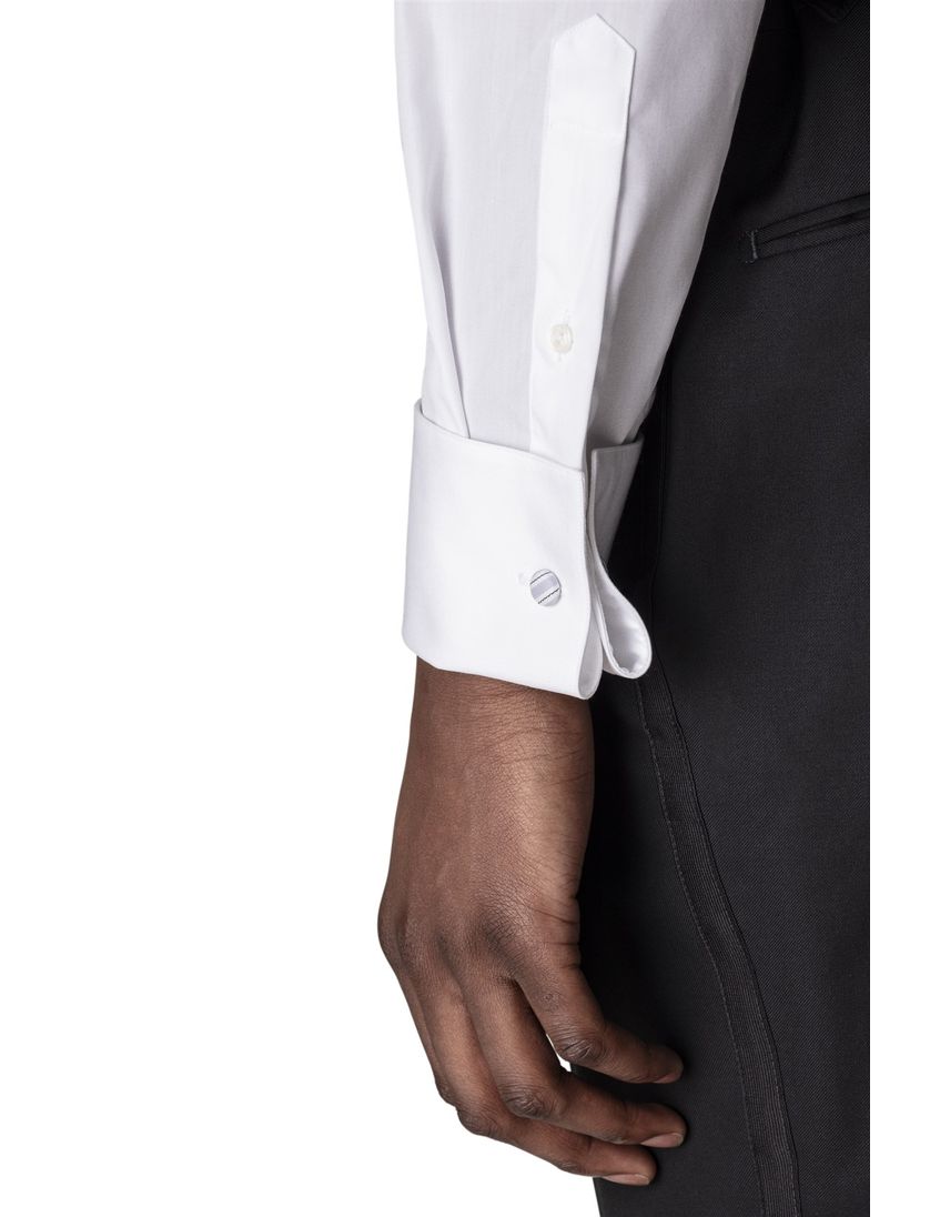 Katoenen structuur Eton overhemd wit smoking contemporary fit