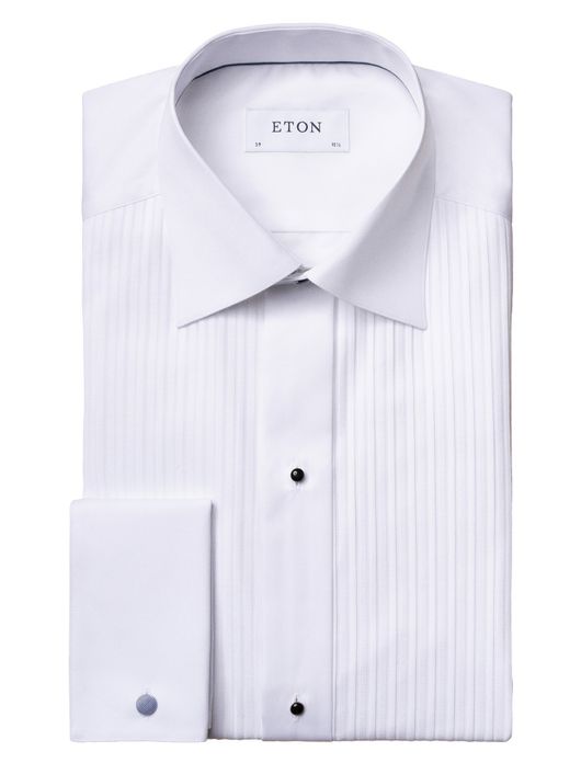 Eton smoking overhemd Piqué Tuxedo Classic Fit wit strepen textuur