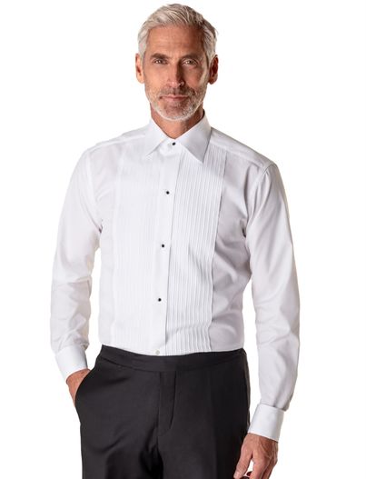 Eton Eton smoking overhemd Piqué Tuxedo Classic Fit wit strepen textuur