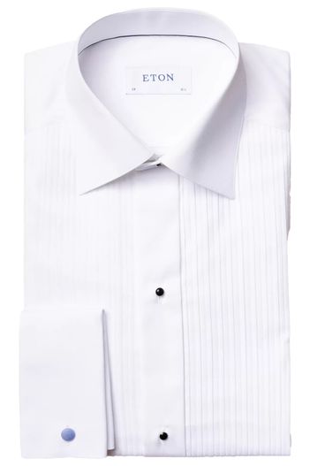Eton Eton overhemd slim fit wit katoen Plissé black tie structuur