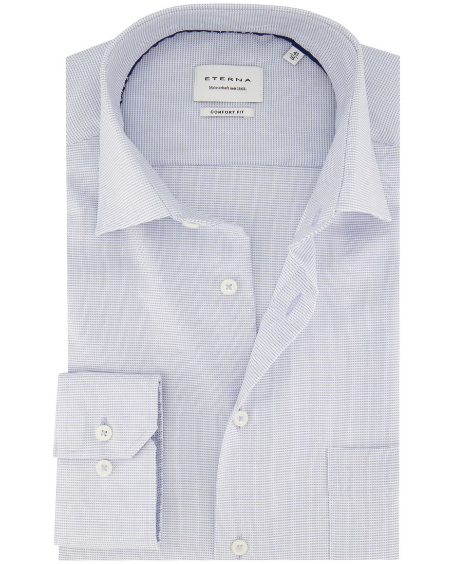 Overhemd Eterna Comfort Fit lichtblauw strijkvrij