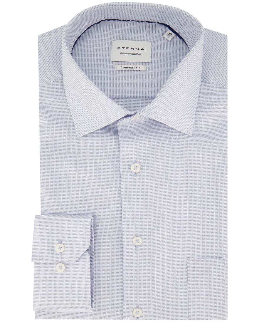 Overhemd Eterna Comfort Fit lichtblauw strijkvrij