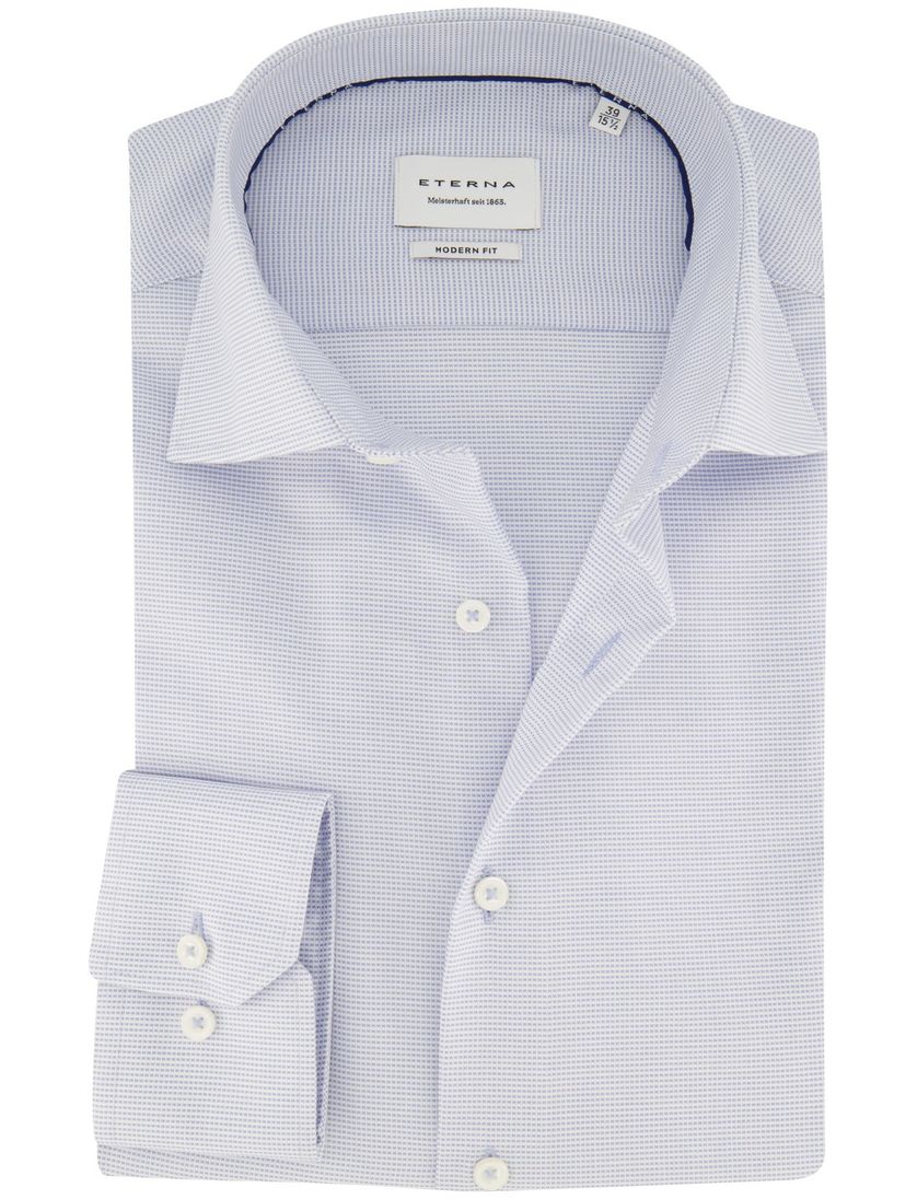 Strijkvrij Eterna overhemd katoen modern fit lichtblauw