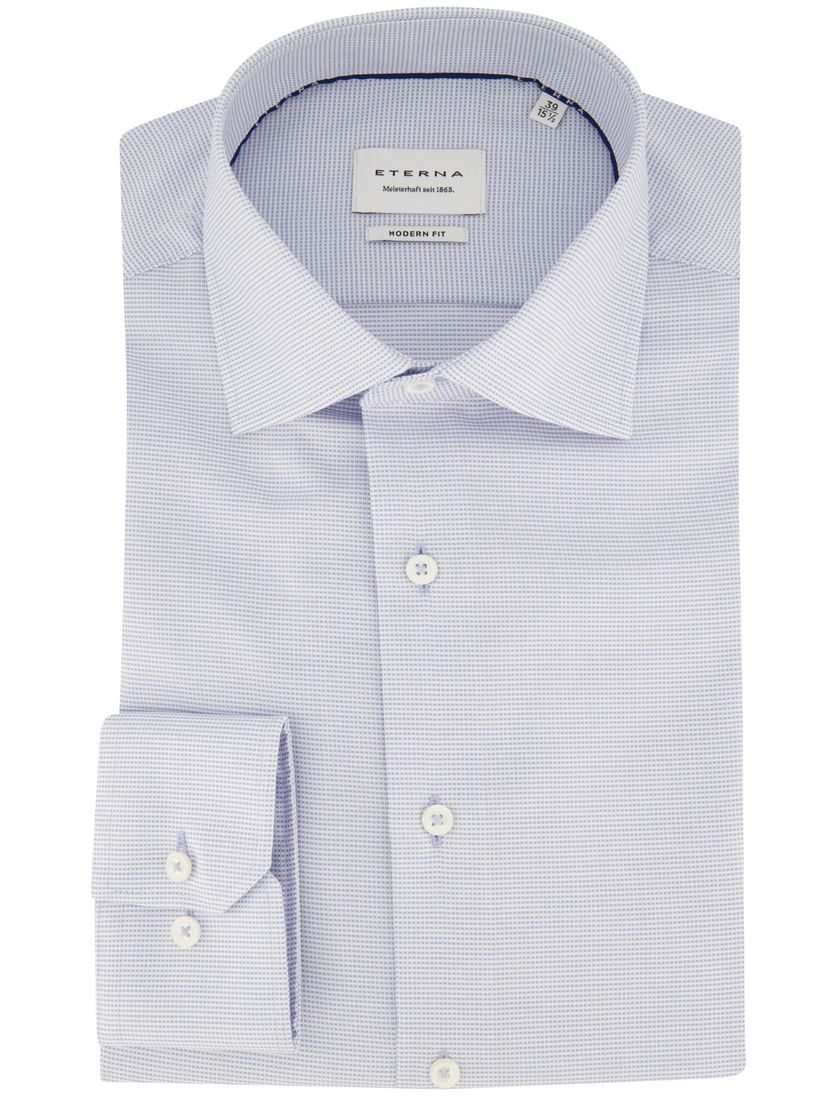 Strijkvrij Eterna overhemd katoen modern fit lichtblauw