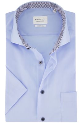 Eterna Korte mouw overhemd strijkvrij Eterna katoen blauw modern fit