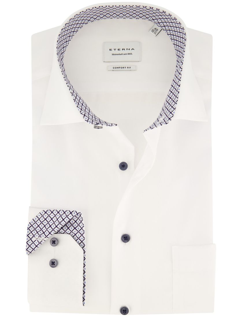 Strijkvrij wit Eterna katoen comfort fit overhemd