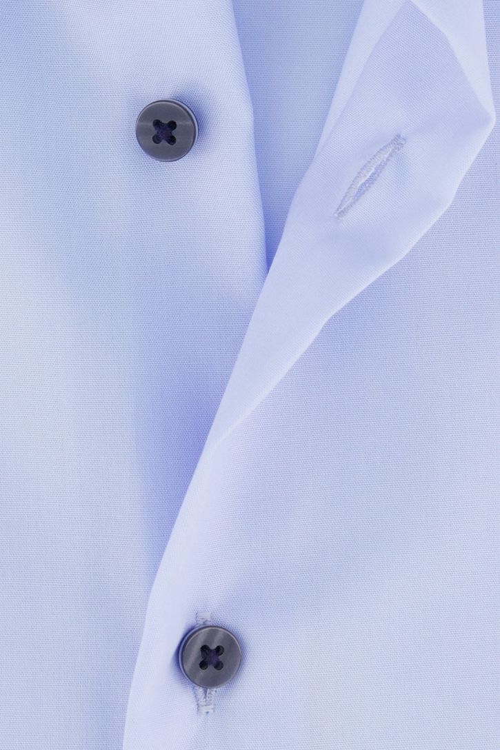 Blauw comfort fit Eterna korte mouw overhemd strijkvrij katoen