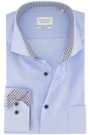 Eterna Eterna overhemd modern fit blauw borstzak