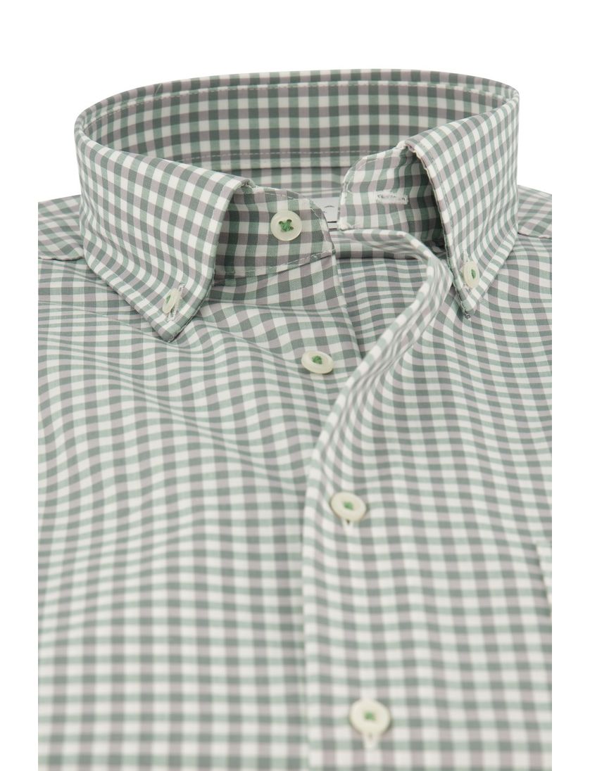 Overhemd Eterna Modern Fit korte mouw groen geruit