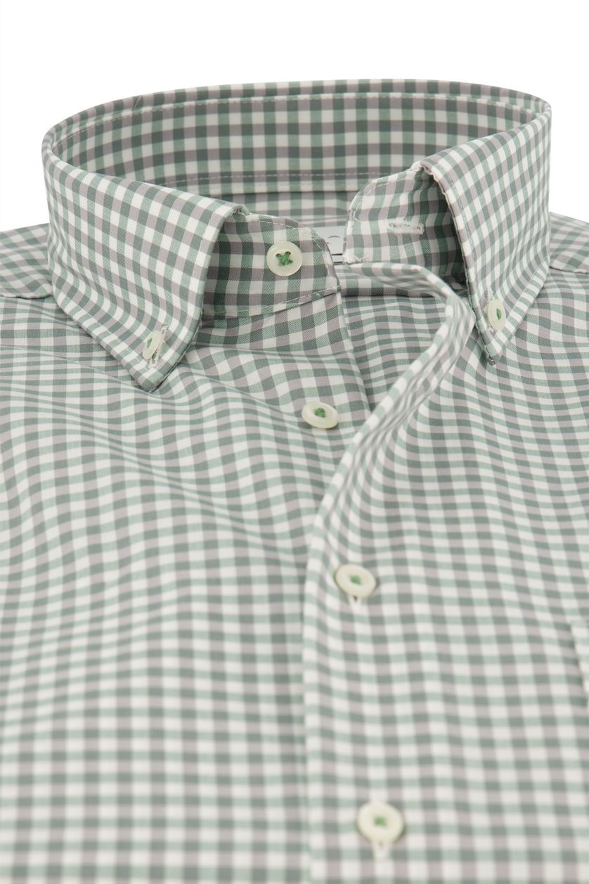 Overhemd Eterna Modern Fit korte mouw groen geruit