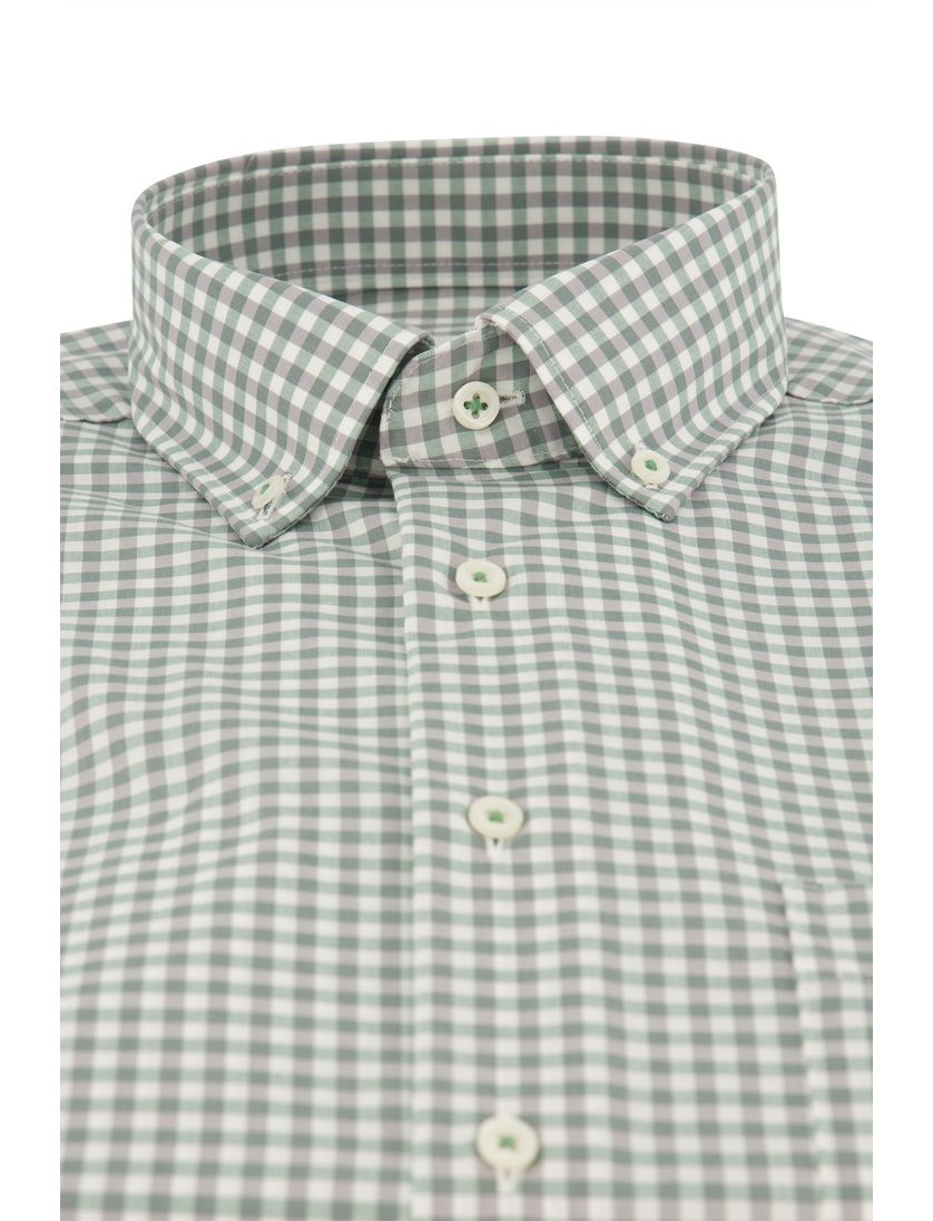 Overhemd Eterna Modern Fit korte mouw groen geruit