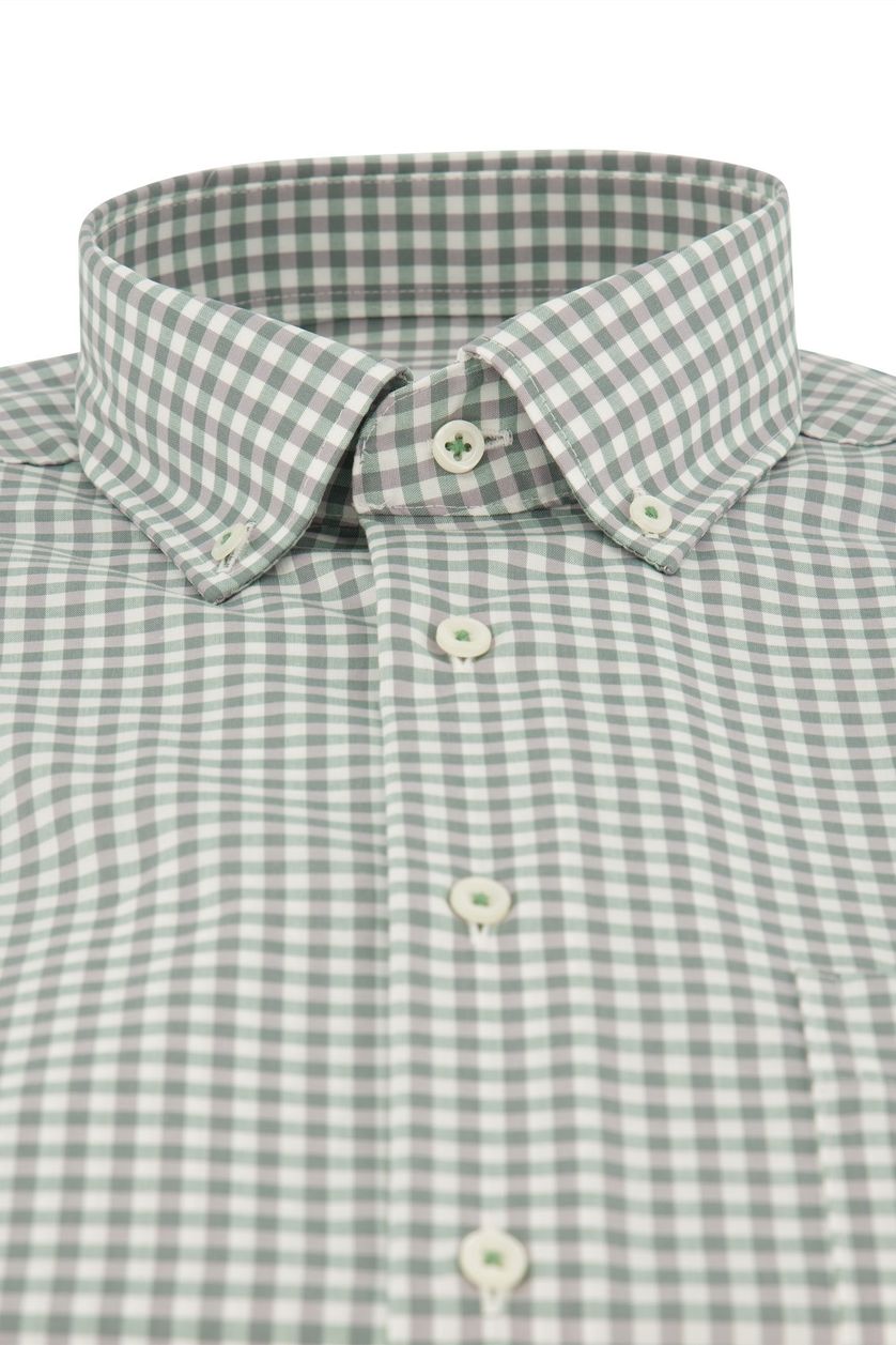 Overhemd Eterna Modern Fit korte mouw groen geruit