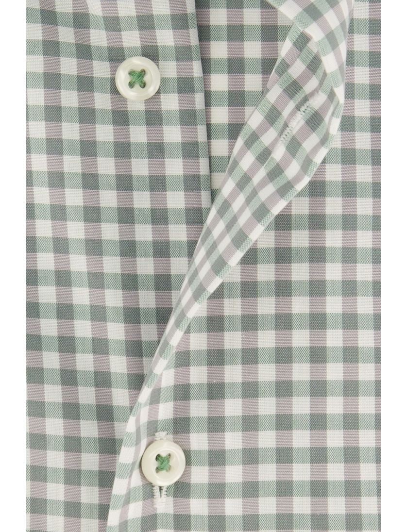 Overhemd Eterna Modern Fit korte mouw groen geruit