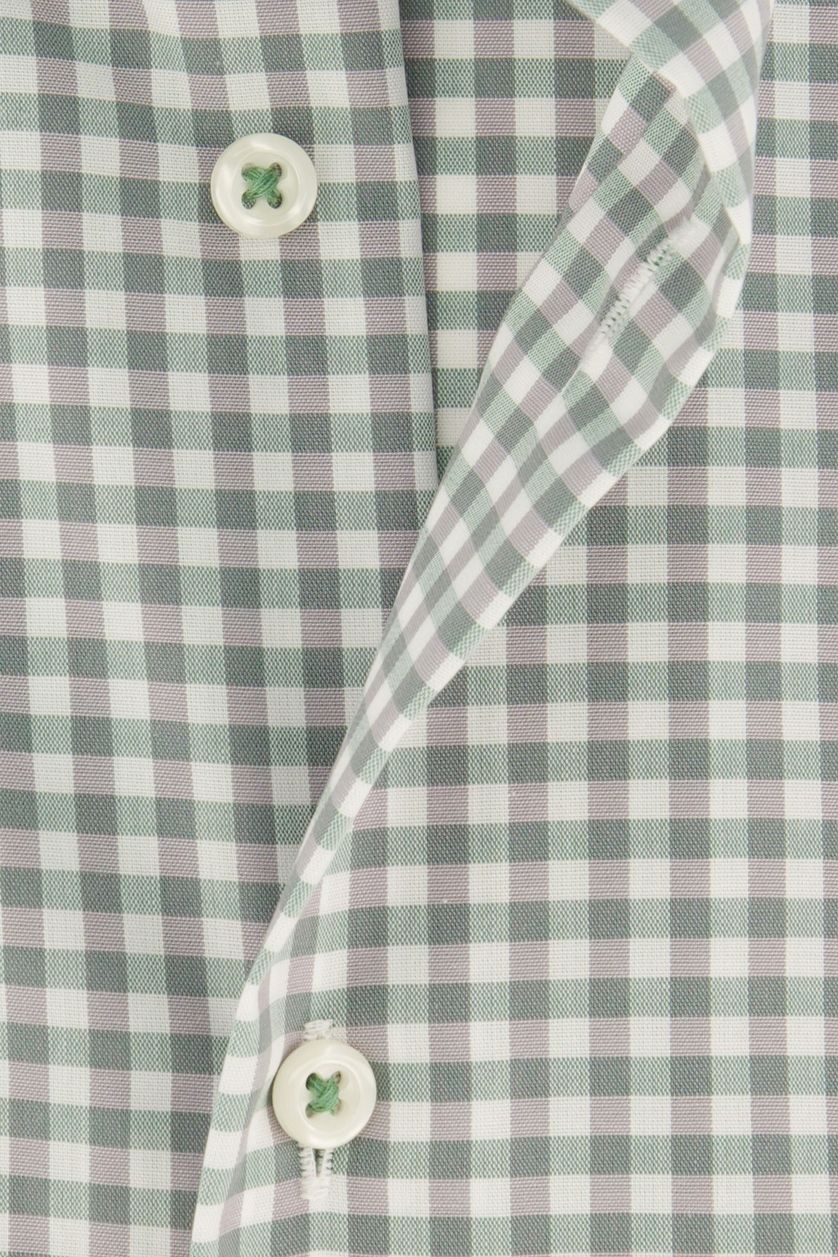 Overhemd Eterna Modern Fit korte mouw groen geruit