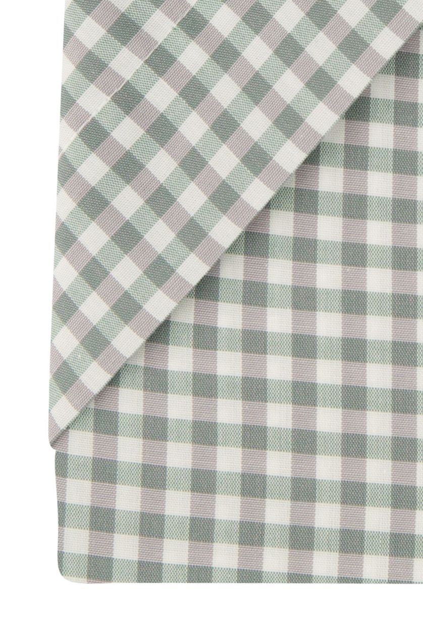 Overhemd Eterna Modern Fit korte mouw groen geruit