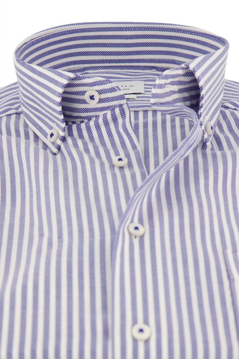 Eterna overhemd korte mouw blauw gestreept