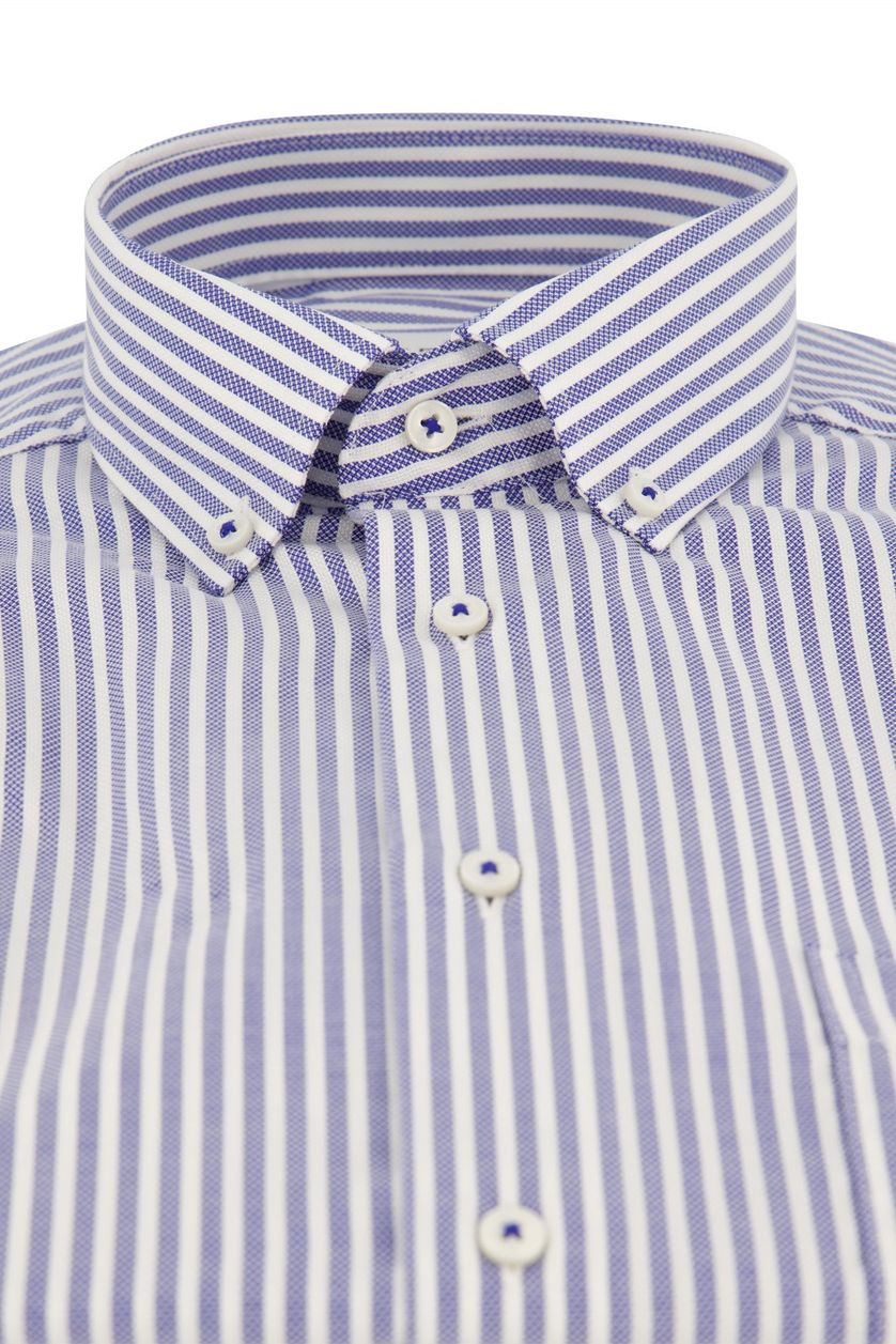 Eterna overhemd korte mouw blauw gestreept