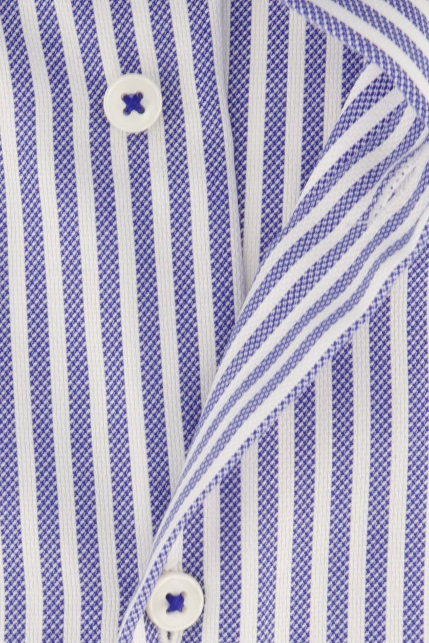 Eterna overhemd korte mouw blauw gestreept