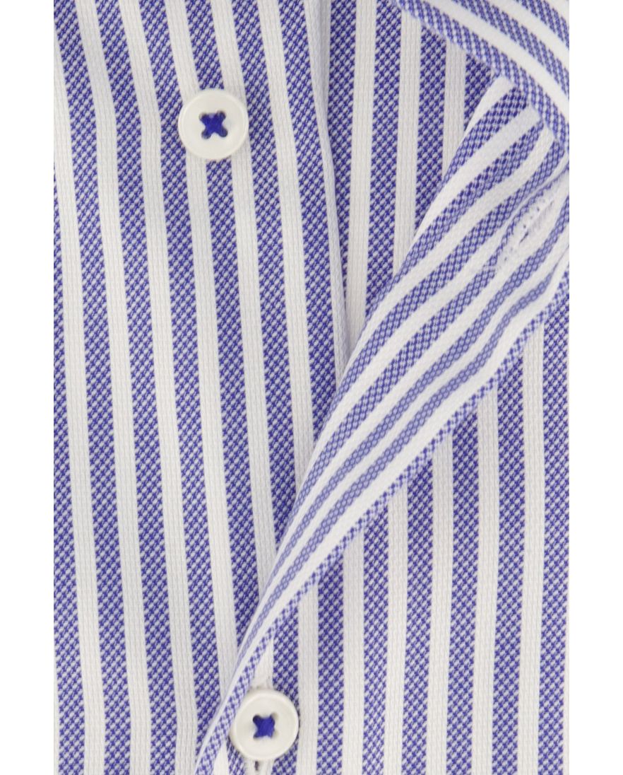 Eterna overhemd korte mouw blauw gestreept