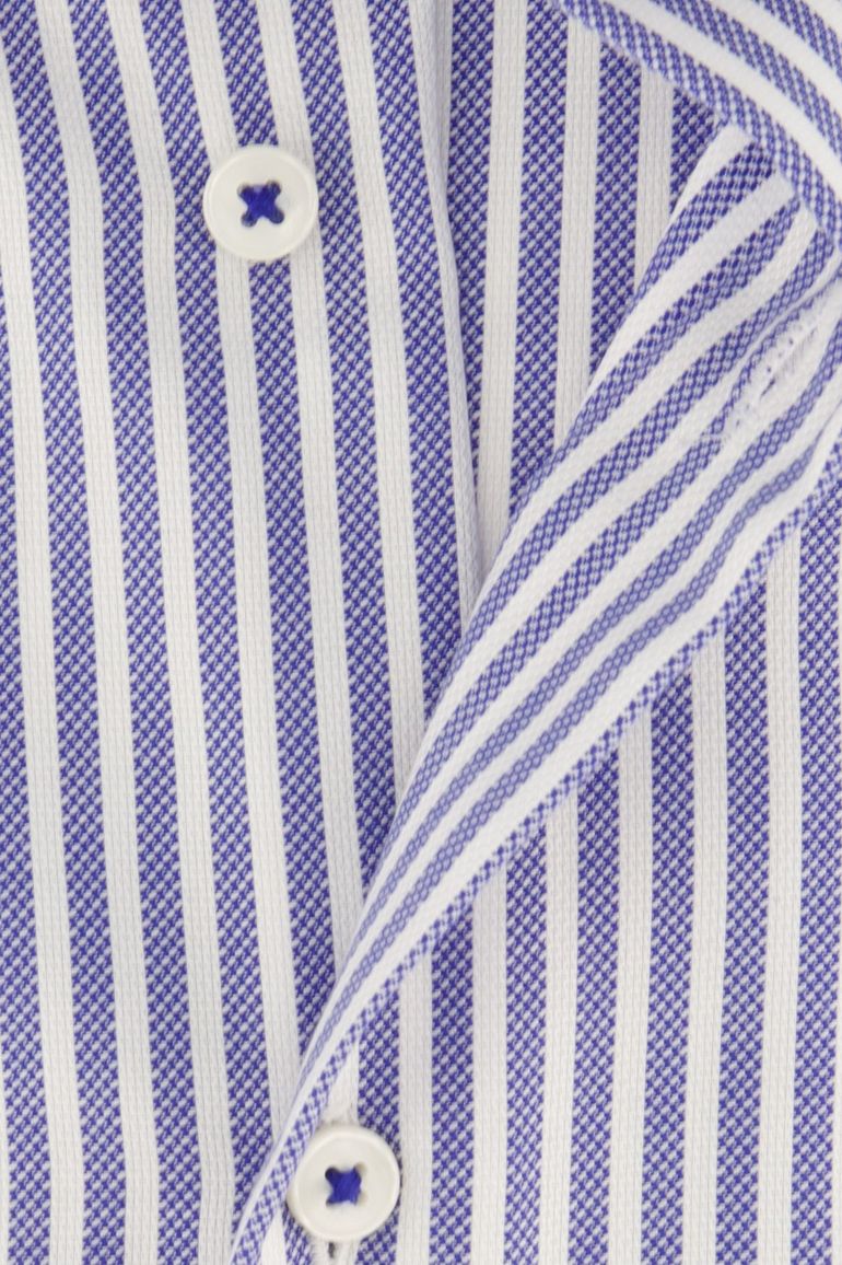 Eterna overhemd korte mouw blauw gestreept