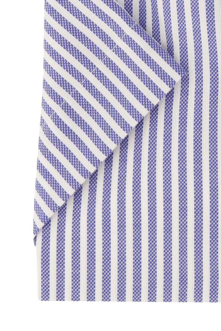 Eterna overhemd korte mouw blauw gestreept