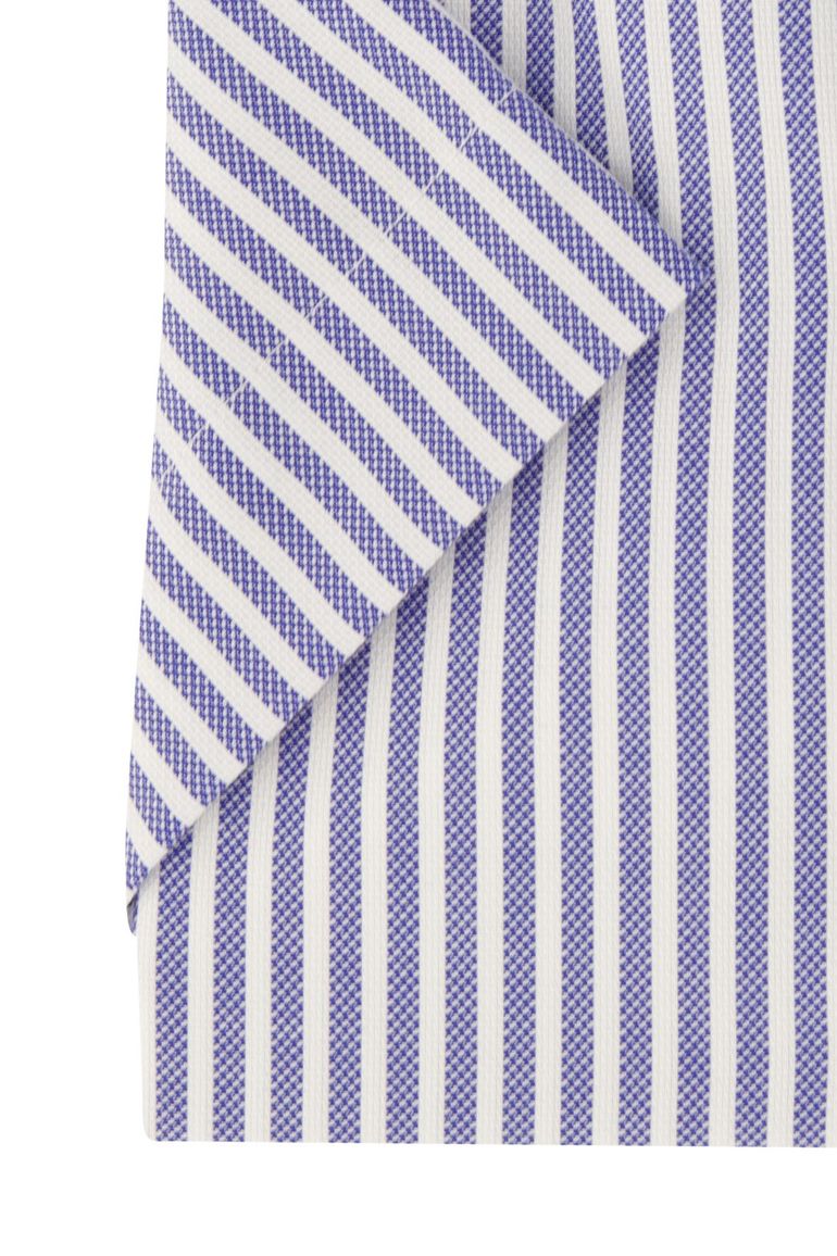 Eterna overhemd korte mouw blauw gestreept