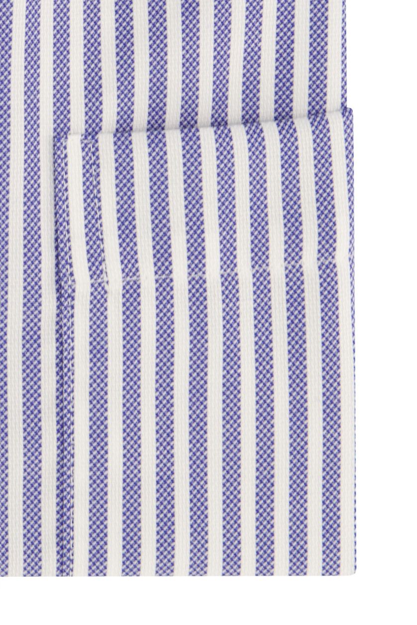 Eterna overhemd korte mouw blauw gestreept