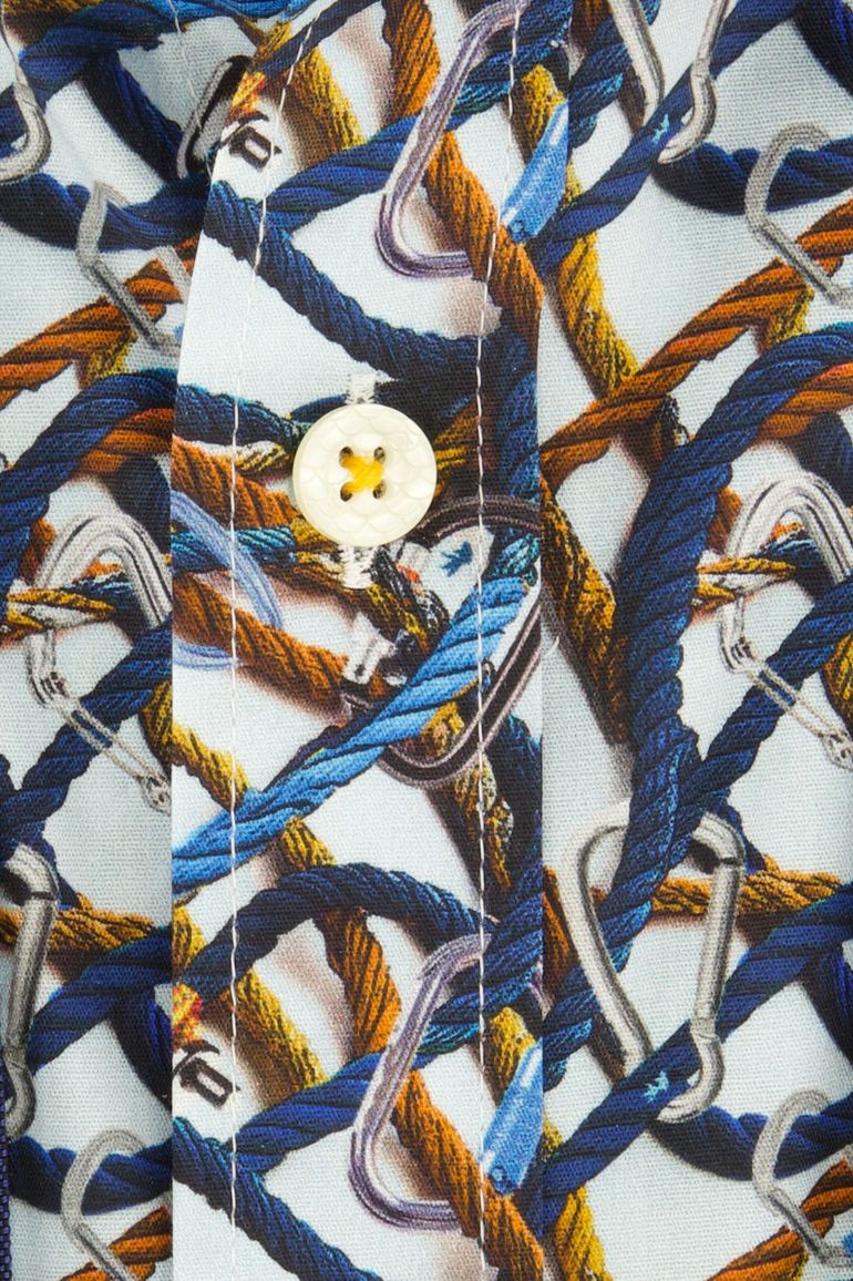 A Fish Named Fred overhemd blauw oranje geel geprint