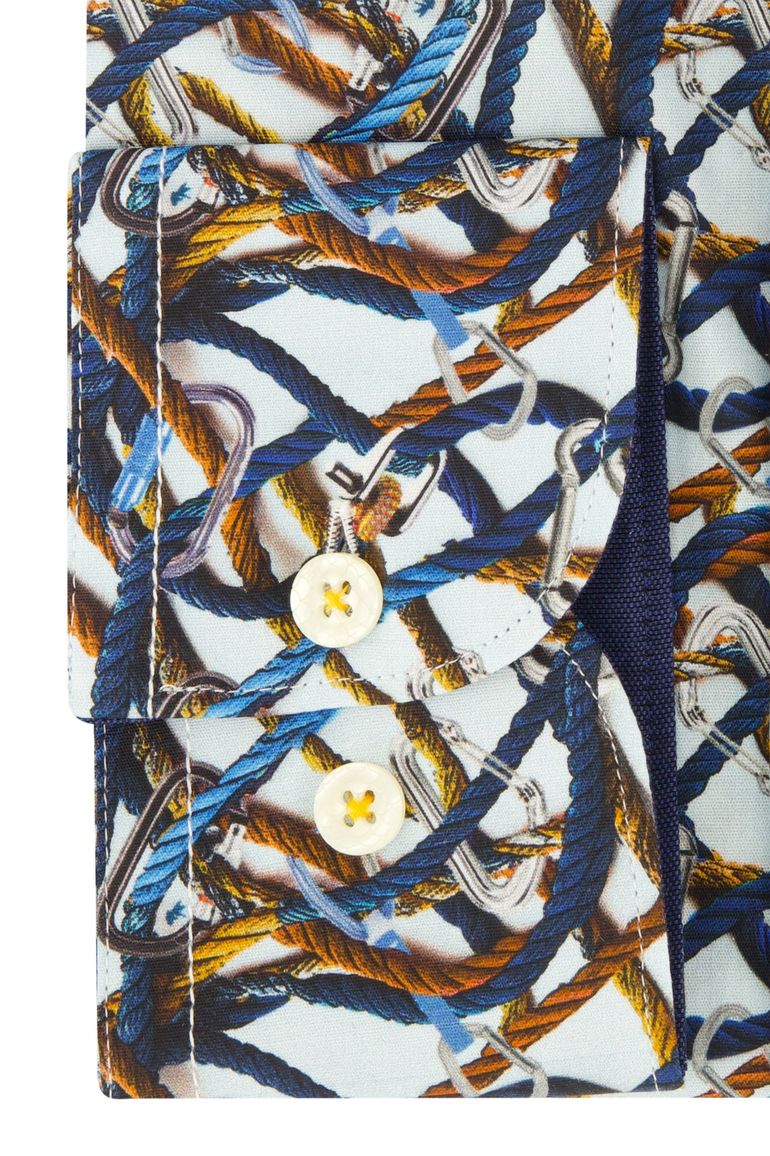 A Fish Named Fred overhemd blauw oranje geel geprint