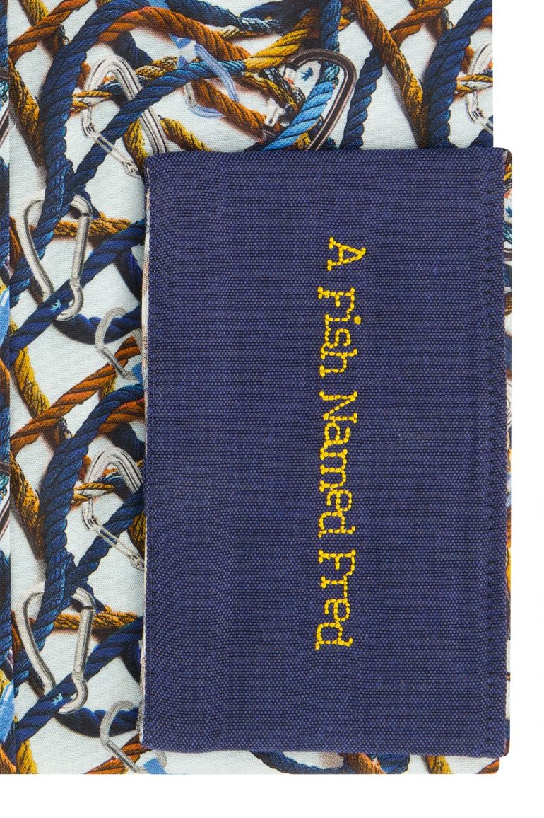 A Fish Named Fred overhemd blauw oranje geel geprint