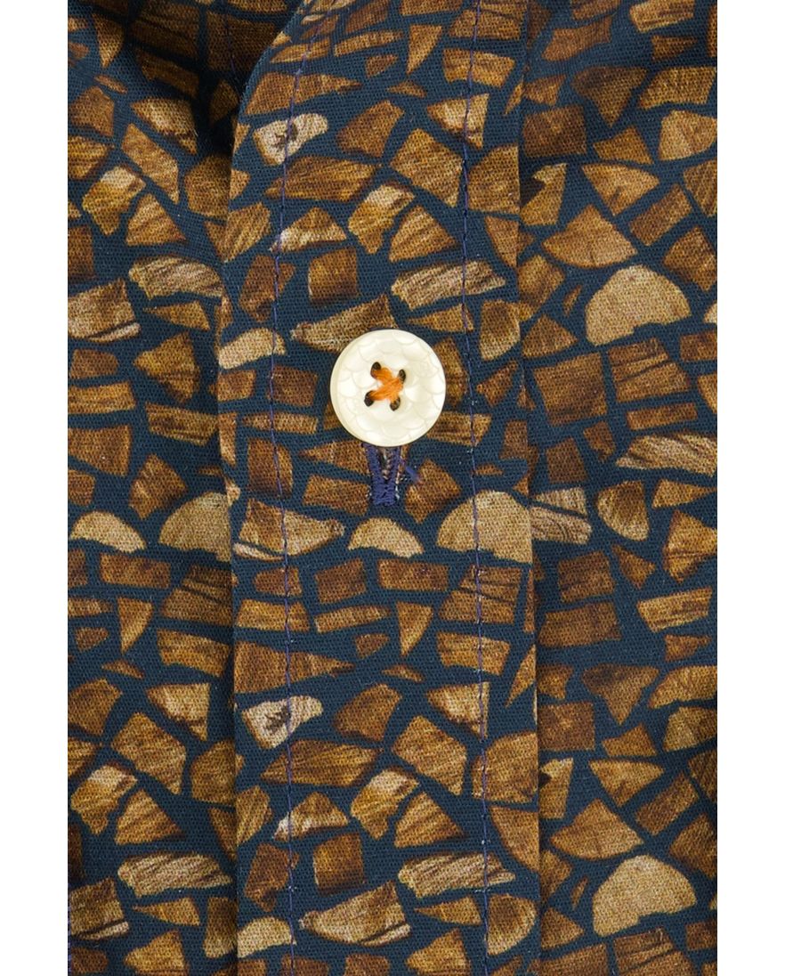 A Fish Named Fred overhemd bruin Firewood geprint slim fit