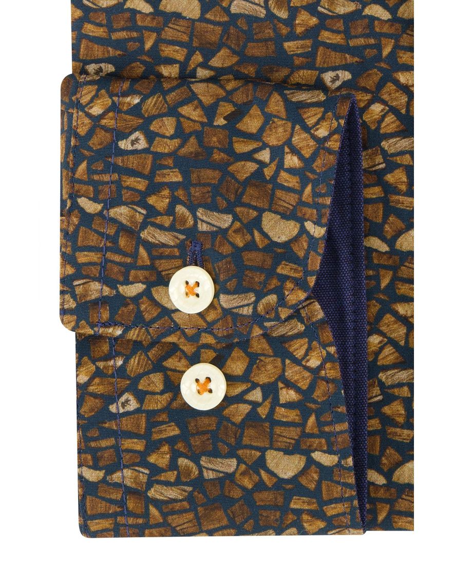 A Fish Named Fred overhemd bruin Firewood geprint slim fit