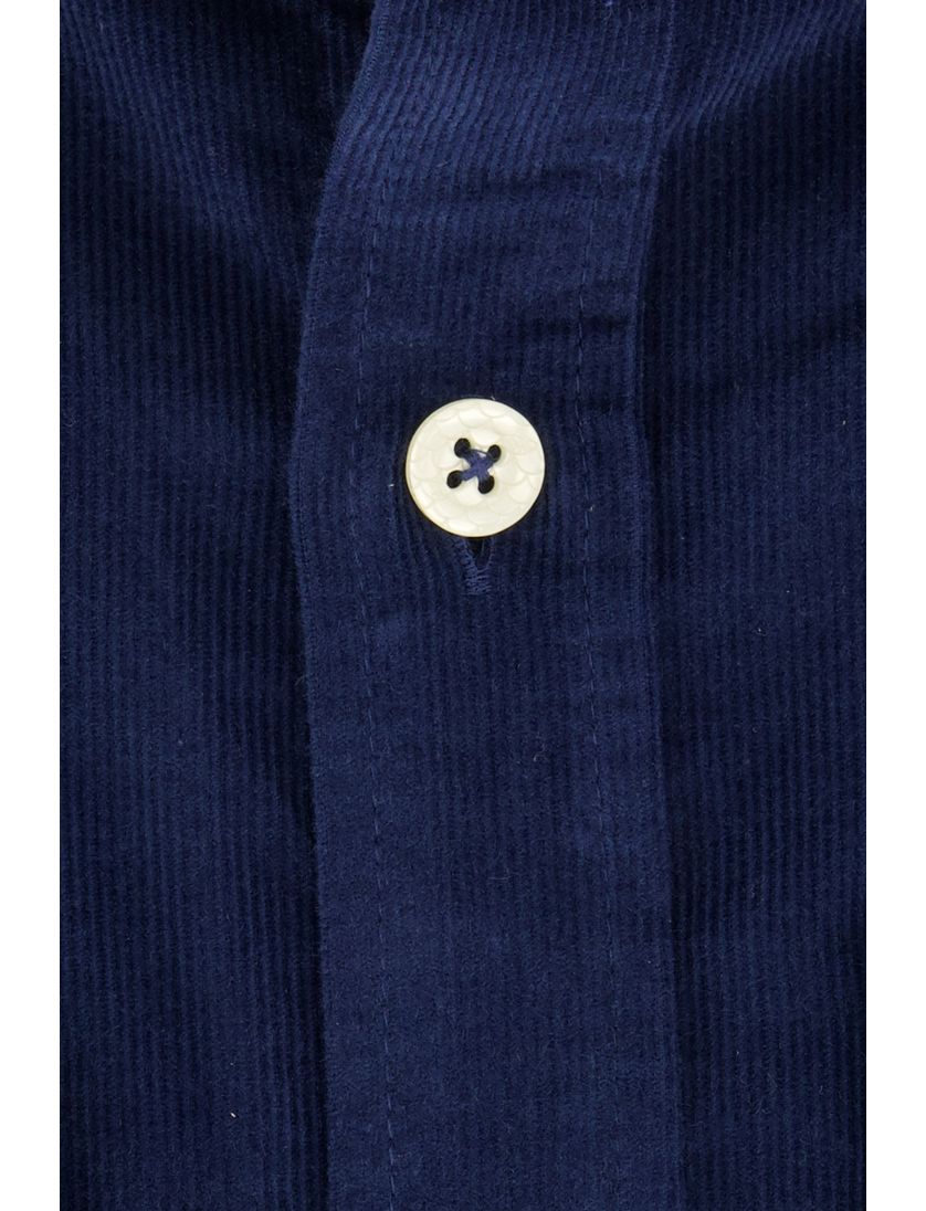 A Fish Named Fred overhemd blauw rib effen slim fit